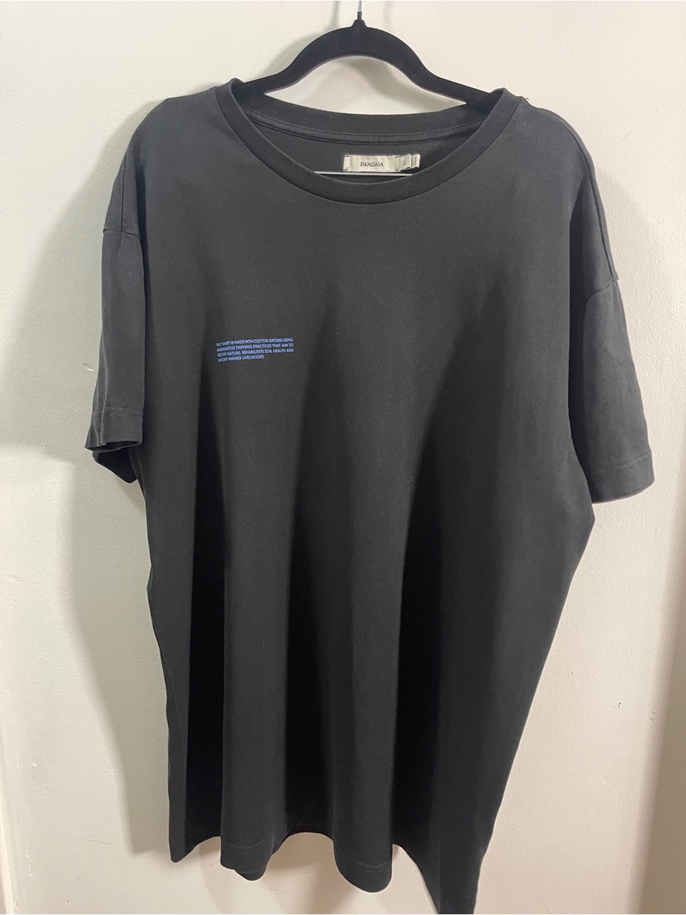 PANGAIA Black Short-Sleeve Tee with Small Blue Print - Picture 5 of 8
